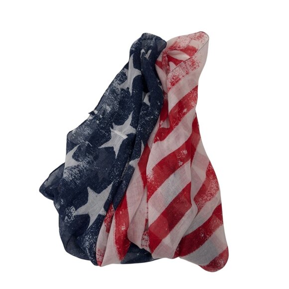 American Flag Infinity Scarf Patriotic Design Lightweight Sheer Fabric Unbranded - Picture 8 of 10